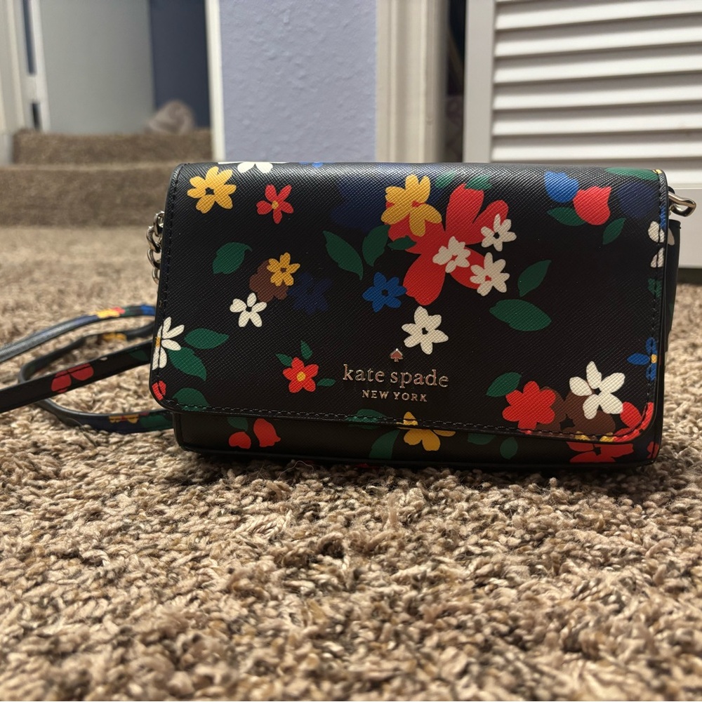 Kate Spade Black Floral Crossbody Bag